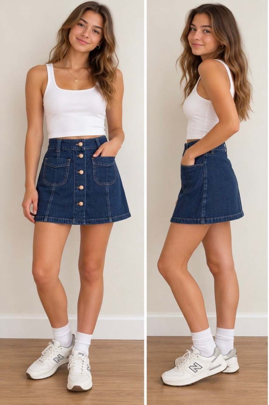 Madewell Button Front Denim A-Line Mini Skirt, Patch Pocket, Size 2